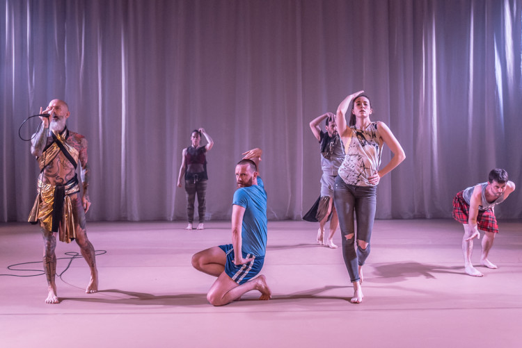 Matthew, Bernadette, Theo, Mikel, Liv and Philip in Butterflies and Bones. Photo Stephen Wright